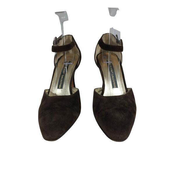 ANNE KLEIN! CHIC CHOCOLATE BROWN GENUINE SUEDE LEATHER STYLIZED HEELS! SZ 7M - Picture 5 of 11